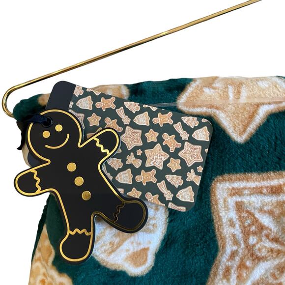 Rachel Roy Christmas Green Gingerbread Cookie Plush Oversized Throw Blanket New - Picture 7 of 15